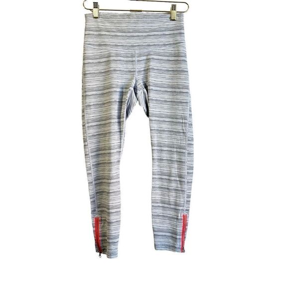 Lululemon High Times Pant Zip Leg Women's 6 Cyber Stripe White / Silver Fox Yoga - Picture 1 of 6